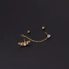 Stainless Steel Split Double Ear Hole Screw Ball Earring With Chain Simple Style