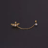 Stainless Steel Split Double Ear Hole Screw Ball Earring With Chain Simple Style