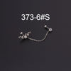 Stainless Steel Split Double Ear Hole Screw Ball Earring With Chain Simple Style