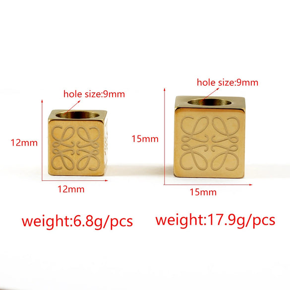 Stainless Steel Square Beaded Loose Beads With Corrosion Pattern And Polished Electroplated Bracelet Necklace Accessories