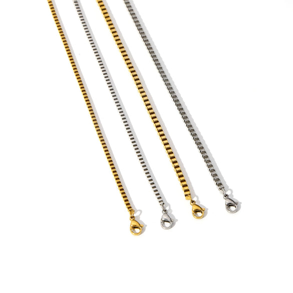 Stainless Steel Square Box Chain 18K Bracelet Electroplated Geometric Style For Men And Women