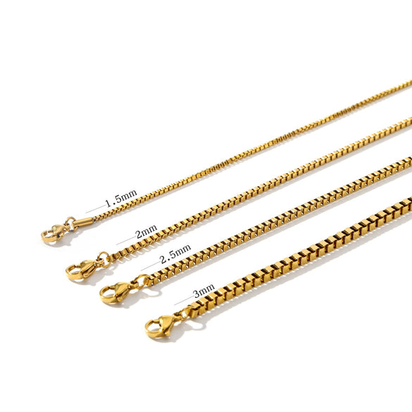 Stainless Steel Square Box Chain 18K Bracelet Electroplated Geometric Style For Men And Women