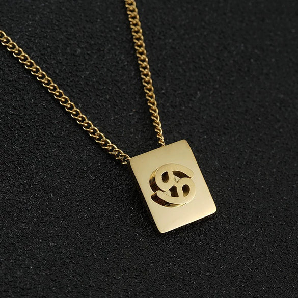 Stainless Steel Square 12 Constellation Three Dimensional Electroplated Unisex Necklace