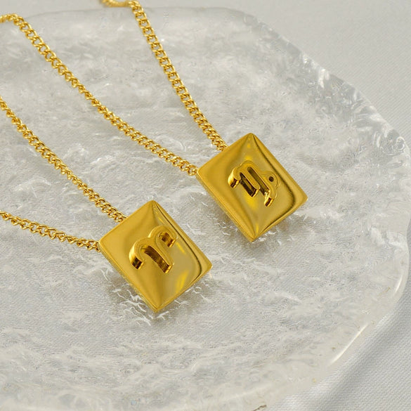 Stainless Steel Square 12 Constellation Three Dimensional Electroplated Unisex Necklace