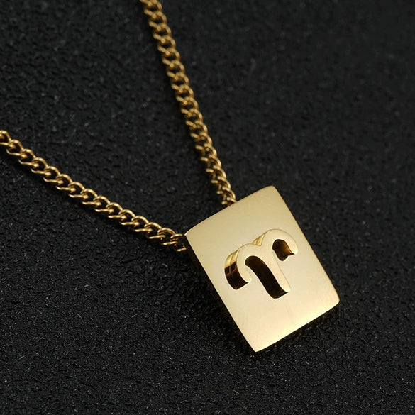 Stainless Steel Square 12 Constellation Three Dimensional Electroplated Unisex Necklace