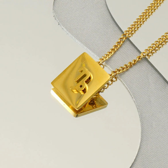 Stainless Steel Square 12 Constellation Three Dimensional Electroplated Unisex Necklace