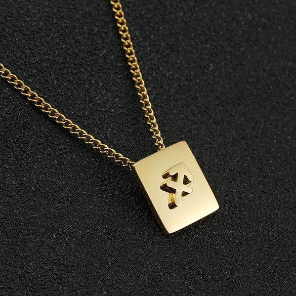 Stainless Steel Square 12 Constellation Three Dimensional Electroplated Unisex Necklace