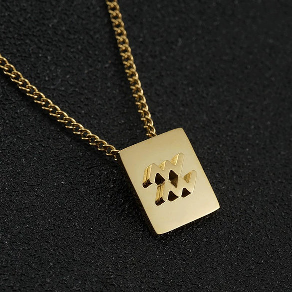 Stainless Steel Square 12 Constellation Three Dimensional Electroplated Unisex Necklace