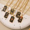 Stainless Steel Square Drop Tarot Necklace With Star Sun Pendant Fashion Vintage Clavicle Chain Geometric Style Electroplated