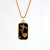 Stainless Steel Square Drop Tarot Necklace With Star Sun Pendant Fashion Vintage Clavicle Chain Geometric Style Electroplated
