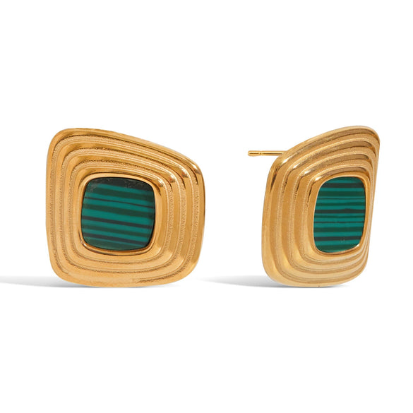 Stainless Steel Square Electroplated Earrings
