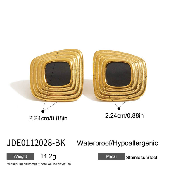 Stainless Steel Square Electroplated Earrings