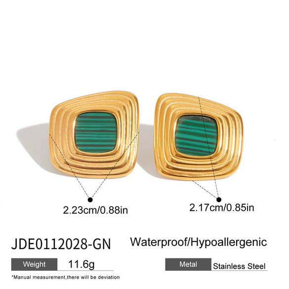 Stainless Steel Square Electroplated Earrings