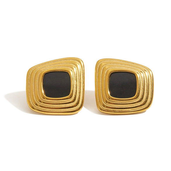 Stainless Steel Square Electroplated Earrings