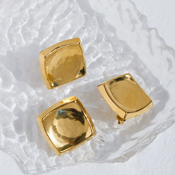 Stainless Steel Square Electroplated Women's Light Luxury Retro Fashion Geometric Ear Jewelry