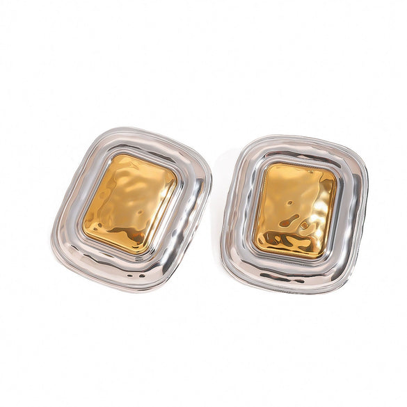 Stainless Steel Square Geometric Electroplated Women's Earrings
