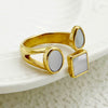 Stainless Steel Square Geometric Multishape French Retro Electroplated Ring