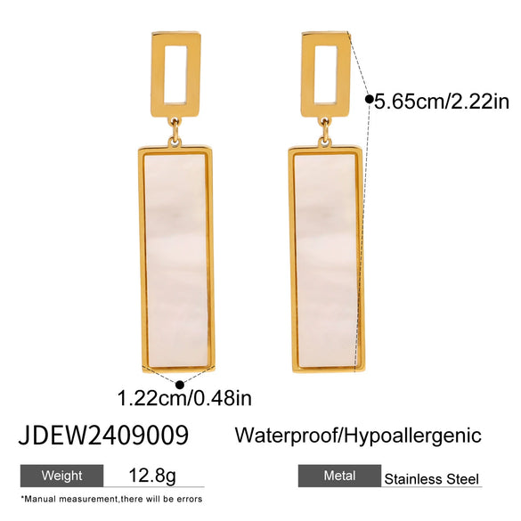 Stainless Steel Square Geometric Pendant Earrings With 18K Gold Electroplating Quiet Design Sense Fashion Versatile Do Not Fade
