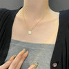 Stainless Steel Square Geometric Smiley Face Necklace With Electroplating For Women