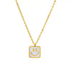 Stainless Steel Square Geometric Smiley Face Necklace With Electroplating For Women
