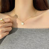 Stainless Steel Square Geometric Smiley Face Necklace With Electroplating For Women