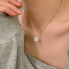 Stainless Steel Square Geometric Smiley Face Necklace With Electroplating For Women