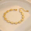 Stainless Steel Square Hammered Gold Electroplated Women's Bracelet