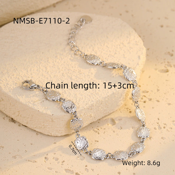 Stainless Steel Square Hammered Gold Electroplated Women's Bracelet