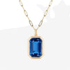 Stainless Steel Square Heart Zircon Pendant Paper Clip Chain For Women Geometric Style With Color Retention Electroplating And Diamond Treatment