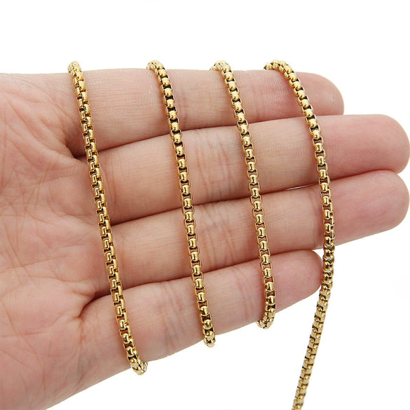 Stainless Steel Square Pearl Chain Electroplated Men's Jewelry Necklace Accessories