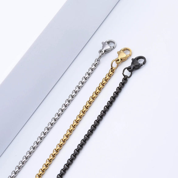Stainless Steel Square Pearl Chain Necklace Hip Hop Jewelry Electroplated Geometry Style