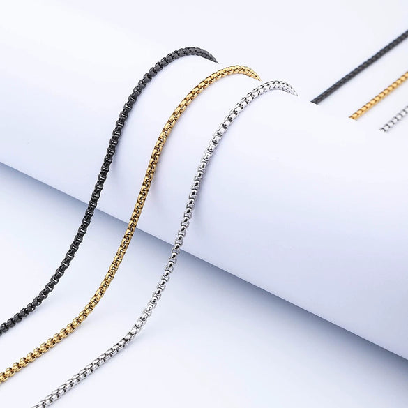 Stainless Steel Square Pearl Chain Necklace Hip Hop Jewelry Electroplated Geometry Style