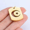 Stainless Steel Square Pendant With Peace Symbol Disc Compass Star Moon Hollow Design Electroplated