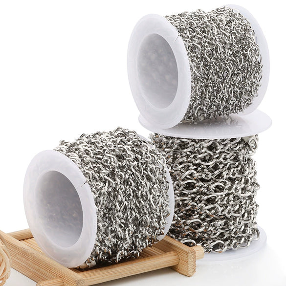 Stainless Steel Square Twisted 8 Word Twist Chain Personality Punk Necklace Bracelet Brightening Electrolysis