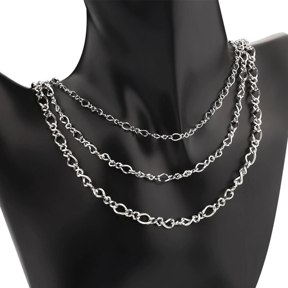 Stainless Steel Square Twisted 8 Word Twist Chain Personality Punk Necklace Bracelet Brightening Electrolysis