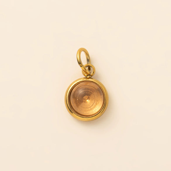 Stainless Steel Star And Drop Shape Pendant Necklace With Vacuum Electroplated 18K Gold Color And Zirconium Birthstone