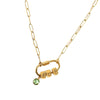Stainless Steel Star And Drop Shape Pendant Necklace With Vacuum Electroplated 18K Gold Color And Zirconium Birthstone