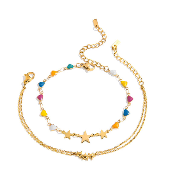 Stainless Steel Star Bracelet Set For Women Electroplated Hand Jewelry