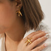 Stainless Steel Star Geometric Style Electroplated Earrings