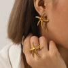 Stainless Steel Star Geometric Style Electroplated Earrings