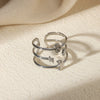 Stainless Steel Star Moon Geometric Constellation Electroplated Open Ring