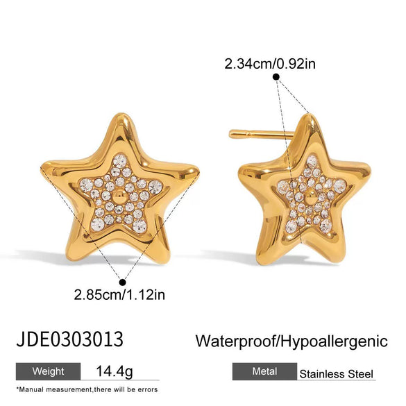Stainless Steel Star Pattern Electroplated Earrings For Women