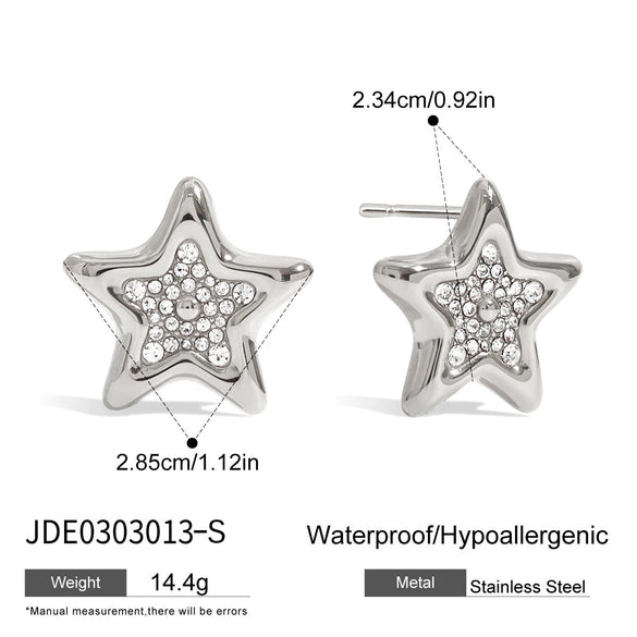 Stainless Steel Star Pattern Electroplated Earrings For Women