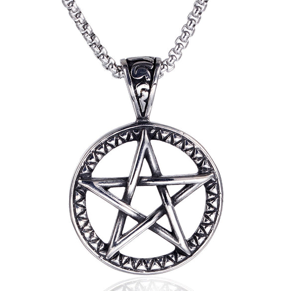 Stainless Steel Star Pendant Necklace For Men Simple Cast Jewelry With Six Pointed And Five Pointed Star Design