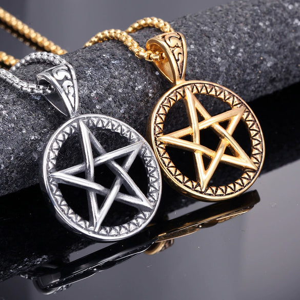 Stainless Steel Star Pendant Necklace For Men Simple Cast Jewelry With Six Pointed And Five Pointed Star Design