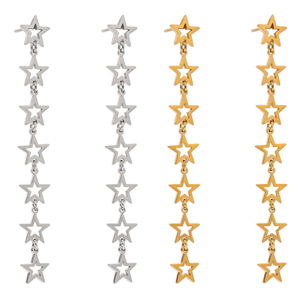 Stainless Steel Star Shape Electroplated Women's Earrings