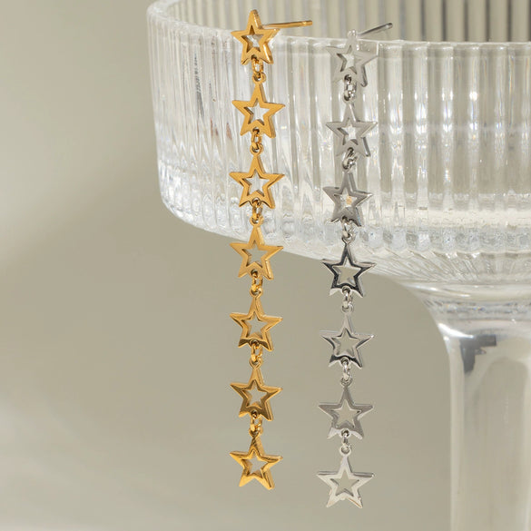 Stainless Steel Star Shape Electroplated Women's Earrings