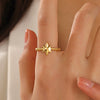 Stainless Steel Star Shaped Electroplated Adjustable Ring For Women