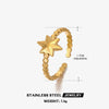 Stainless Steel Star Shaped Electroplated Adjustable Ring For Women