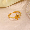 Stainless Steel Star Shaped Electroplated Adjustable Ring For Women